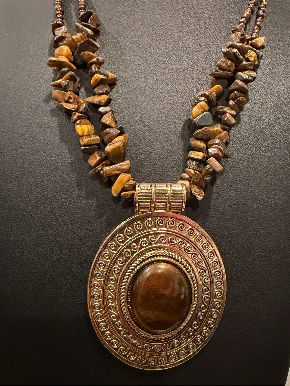 Brown Beaded Pendant Necklace